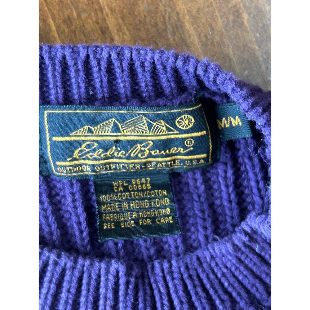 Eddie Bauer Vintage Rib Knit Cotton Sweater Purple Womans SZ M - Picture 6 of 6